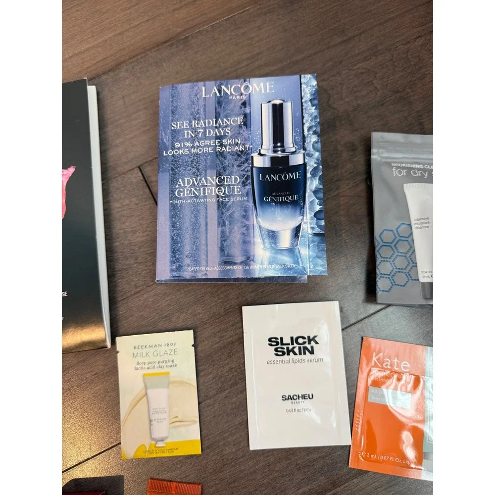 Luxury Skincare Sample Bundle Cecred Lancome Peach & Lily Origins Clarins‎ 14pc